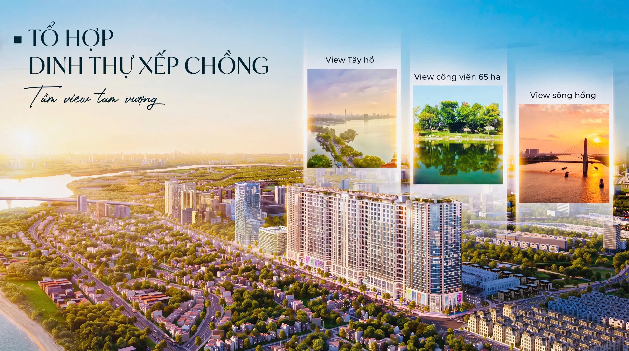Thiết kế hành lang trên không nối liền 5 tòa tháp phong cách du thuyền tầng không tại Noble Crystal Tây Hồ.