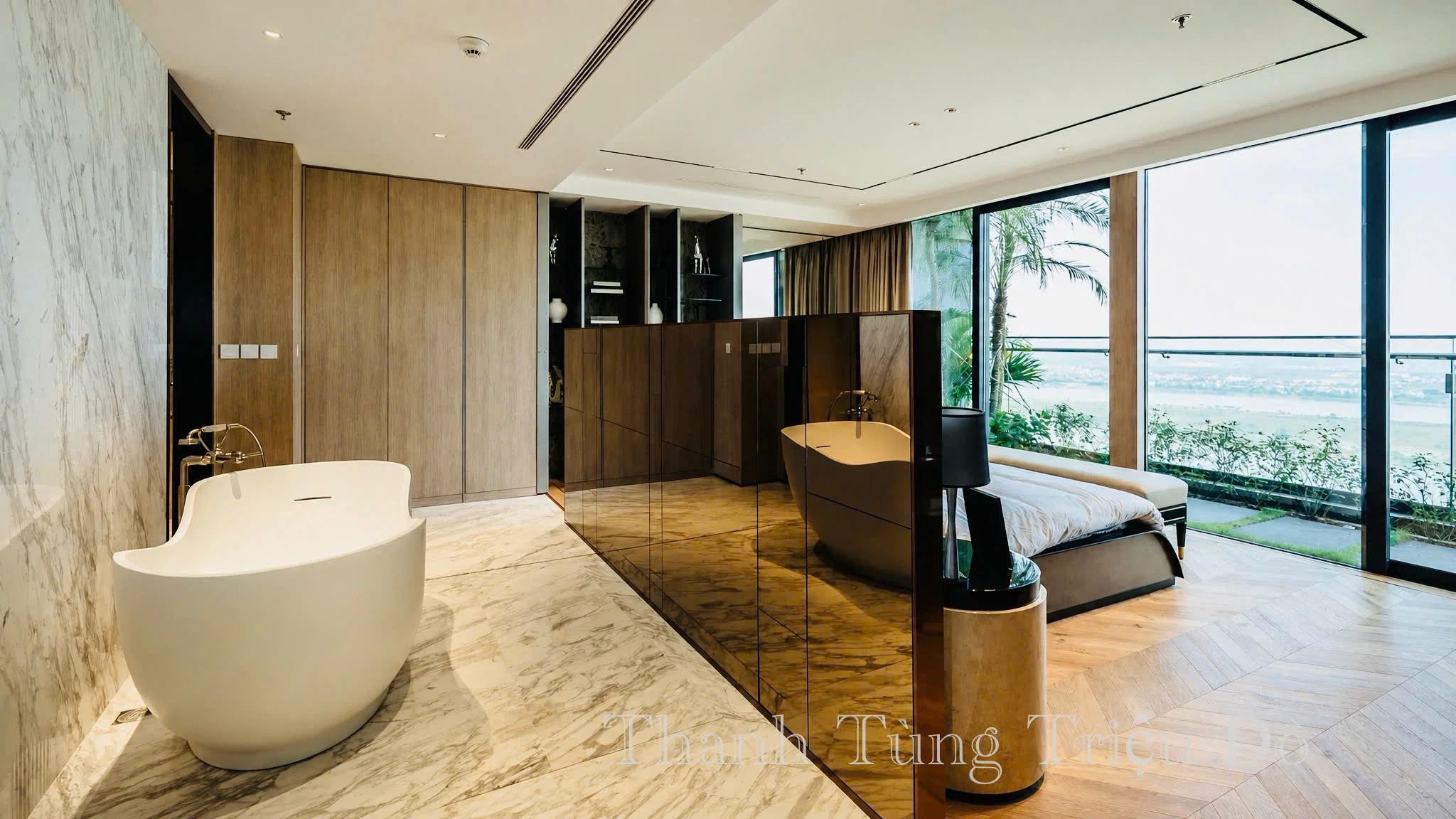 Thiết kế không gian phòng tắm sang trọng tiêu chuẩn resort 5 sao tại dinh thự mẫu Noble Crystal Tây Hồ.